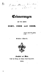 Erinnerungen aus den Jahren 1837, 1838 und 1839